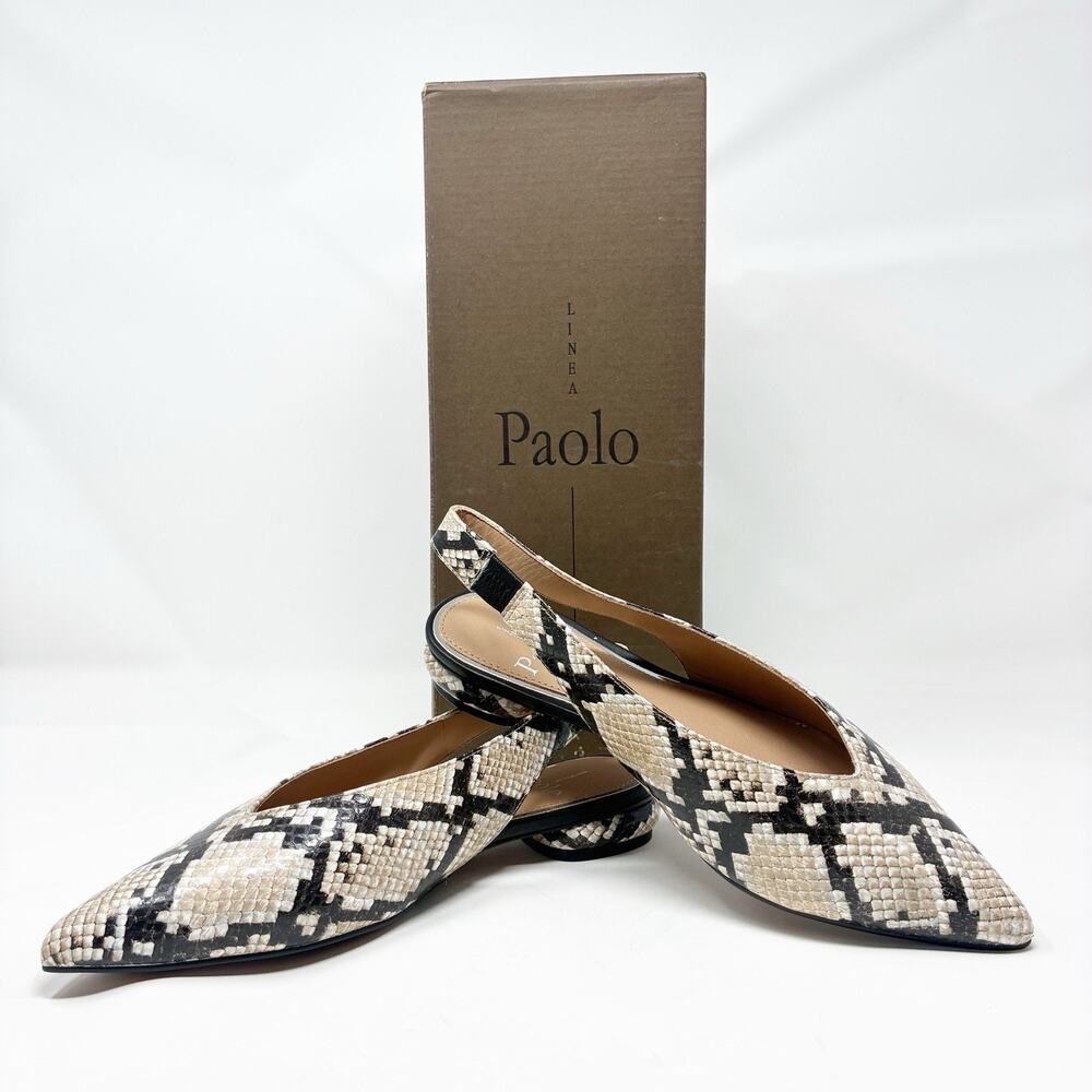 Linea Paolo Paula Snakeskin Slingback Flat NIB 5